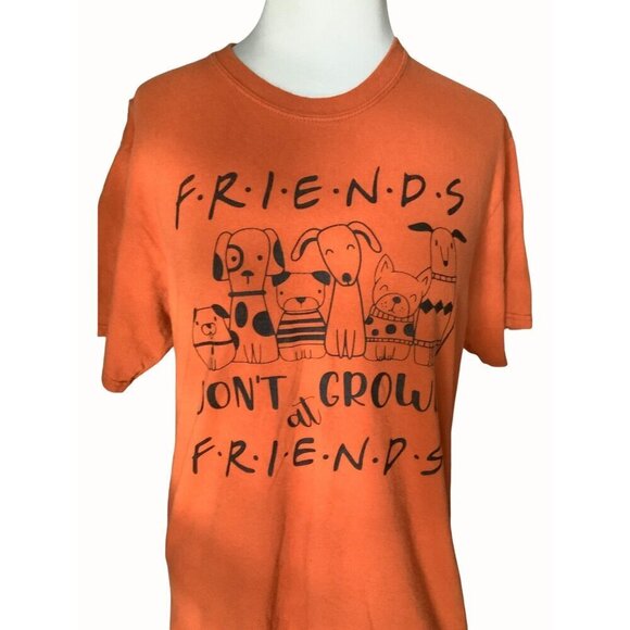 Vintage Friends Don’t Growl At Friends Orange Dog Graphic Short Sleeve Tee M - Picture 1 of 8